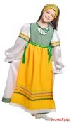 Костюм народный с фартуком зеленый детский