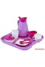 Набор детской посуды "Алиса" с подносом на 2 персоны (Pretty Pink)