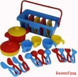 Набор детской посуды "TOP chef" с корзинкой №2 на 4 персоны (в сеточке)