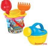 Набор №217: ведро малое с наклейкой, ситечко-цветок, совок №2, грабельки №2, лейка малая №4