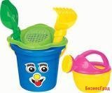 Набор №240: ведро малое, ситечко-цветок, совок №2, грабельки №2, лейка малая №3