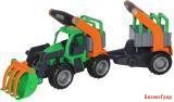 "ГрипТрак", трактор-погрузчик с полуприцепом для животных (в сеточке)