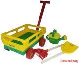 Набор №482: Тележка с ручкой №2, лопата №15, грабли №15 + Лейка №8