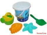 Набор №360: ведро с наклейкой, лопатка №5, формочки (морская звезда №1 + ракушка №1), лейка малая №4