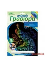 Гравюра с цветной основой "Грациозный павлин"