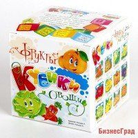 Кубики "Овощи и фрукты", 8 штук (без обклейки)