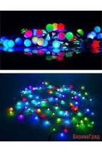 Электрогирлянда МУЛЬТИШАРИКИ ХАМЕЛЕОН МИДИ (Fiesta medium ball), 100 RGB LED огней для улицы, 10 м, коннектор, черный PVC провод, Beauty Led