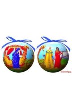 Ёлочное украшение шар "Сказка о Золотом Петушке", 100 мм, НЕЗАБУДКА