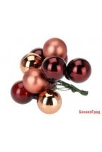 РОЗДЬ стеклянных шариков на проволоке, бургундия, 10 шаров по 25 мм (глянцевые, матовые, прозрачные), Koopman International