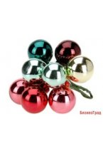 ГРОЗДЬ стеклянных шариков на проволоке, новогодняя сказка, 10 шаров по 25 мм (глянцевые), Koopman International