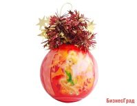 Шар ФЕЯ ДИНЬ-ДИНЬ с короной из мишуры, в красных тонах, 85 мм, MOROZCO