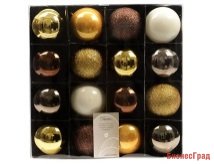 Набор пластиковых шаров deluxe ОСЕННИЙ ВАЛЬС, глянцевые, эмалевые, глиттер, 60 мм (упаковка 16 шт), KAEMINGK