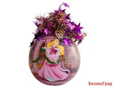 Шар СПЯЩАЯ КРАСАВИЦА АВРОРА с короной из мишуры, 95 мм, MOROZCO