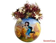 Шар ФЕЯ ДИНЬ-ДИНЬ С ПОДРУЖКАМИ ОСЕНЬЮ с короной из мишуры, 95 мм, MOROZCO