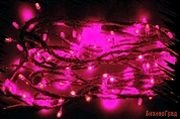 Электрогирлянда 120 фиолетовых LED огней для улицы, 12м+1,5м, прозрачный провод, коннектор, SNOWHOUSE