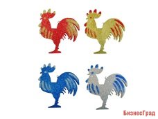 Елочное украшение ПЕТУШОК ДВУХЦВЕТНЫЙ с блестками, пенофлекс, цвета в ассортименте, 20 см