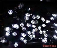 Электрогирлянда 120 холодных белых LED ламп, 20м, коннектор, черный каучуковый кабель, уличная, (система ЭКСПО), Nord Trade Co