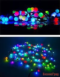 Электрогирлянда МУЛЬТИШАРИКИ ХАМЕЛЕОН МИДИ (Fiesta medium ball), 100 RGB LED огней для улицы, 10 м, коннектор, черный PVC провод, Beauty Led