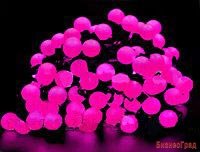 Электрогирлянда БОЛЬШИЕ РОЗОВЫЕ МУЛЬТИШАРИКИ, 100 розовых LED ламп, 15м, коннектор, черный провод, уличные, SNOWHOUSE