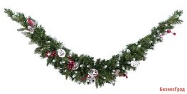 Декоративное украшение СВАГ ЗАСНЕЖЕННЫЙ с ягодами и шишками, 183 см, National Tree Co