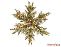 Хвойная композиция СНЕЖИНКА - БРИСТОЛЬ с шишками, льдинками, глиттером и 50 LED лампами, 81 см, National Tree Co