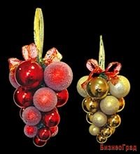 Подвеска - гроздь с ЗЕРКАЛЬНЫМИ и ЗАСНЕЖЕННЫМИ ШАРАМИ, асс.2, 50см