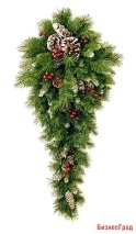 Настенный декор КАПЛЯ ЗАСНЕЖЕННАЯ с ягодами и шишками, 91 см, National Tree Co