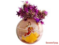 Шар КРАСАВИЦА БЕЛЛЬ с короной из мишуры, 95 мм, MOROZCO