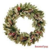 Хвойный венок ДАНХИЛЛ СНЕЖНАЯ СКАЗКА с ягодами и шишками, 30 см, National Tree Co