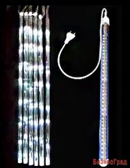 Светодиодная лампа ТАЮЩАЯ СОСУЛЬКА, 48 белых LED ламп, 80см, коннектор, прозрачный провод, уличная, SNOWHOUSE