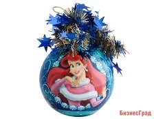 Шар РУСАЛОЧКА с короной из мишуры, 95 мм, MOROZCO