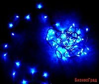 Электрогирлянда ТВИНКЛ ЛАЙТ BLINKING (мерцающая) 100 синих LED ламп, 10 м, коннектор, черный провод, уличная, Beauty Led