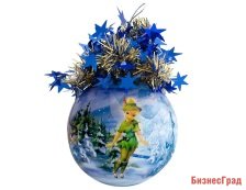 Шар ФЕЯ ДИНЬ-ДИНЬ С ПОДРУЖКАМИ ЗИМОЙ с короной из мишуры, 95 мм, MOROZCO