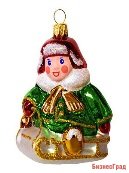 Елочная игрушка МАЛЬЧИК НА САНКАХ, ЕЛОЧКА