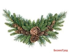 Декоративное украшение СВАГ ПОЛУМЕСЯЦ сосновый с шишками, 90 см, National Tree Co