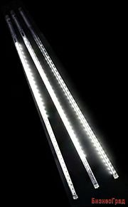 Светодиодная гирлянда ТАЮЩИЕ СОСУЛЬКИ, 54 холодных белых LED-огней, 220V/5V, 49смх3шт., 1,2м+1,5 м, коннектор, прозрачный провод, уличная, МАЯК LED Lighting