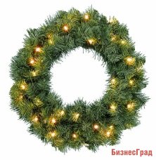 Венок хвойный КЛАССИЧЕСКИЙ, 40 теплых белых LED ламп, 220V/24V, 50 см, контроллер, уличный, KAEMINGK