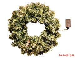 Венок хвойный КЛАССИЧЕСКИЙ, 20 теплых белых LED ламп, 50 см, батарейки, KAEMINGK
