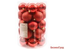 Набор пластиковых шаров КРАСНАЯ КОЛЛЕКЦИЯ (глянцевые, матовые, глиттер), 80 мм (упаковка 34 шт.), KAEMINGK