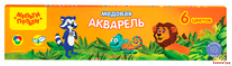 Акварель "Енот в джунглях", 6 цветов, без кисти