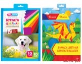 Цветная бумага самоклеящаяся, А4, 10 листов, 10 цветов