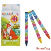 Мелки восковые,6 цветов Wild Child круглые дл.89мм, d.корпуса 8мм М-6381-6