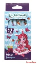 Мелки восковые "Enchantimals", 12 цветов