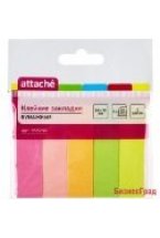 Клейкие бумажные закладки "Attache", 5 цветов по 50 листов, 14х50 мм